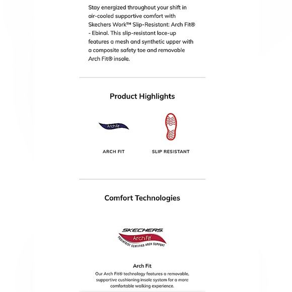 New Skechers Ebinal Work Shoes Arch Fit Comp Toe Slip Resistant Lace Up Low Boot - Picture 15 of 15